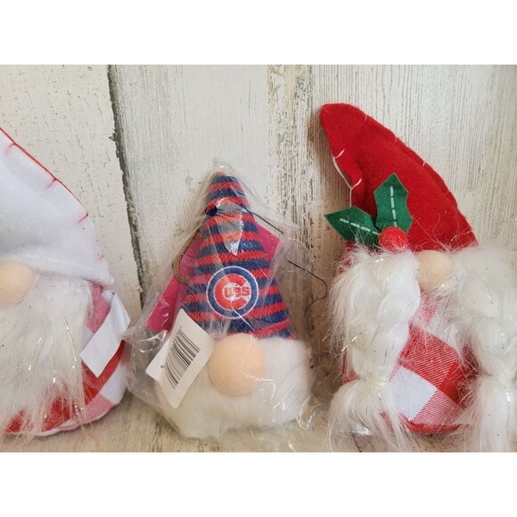 Cubs gnome transpac plush ornament Xmas set decor baseball Chicago - Picture 3 of 7